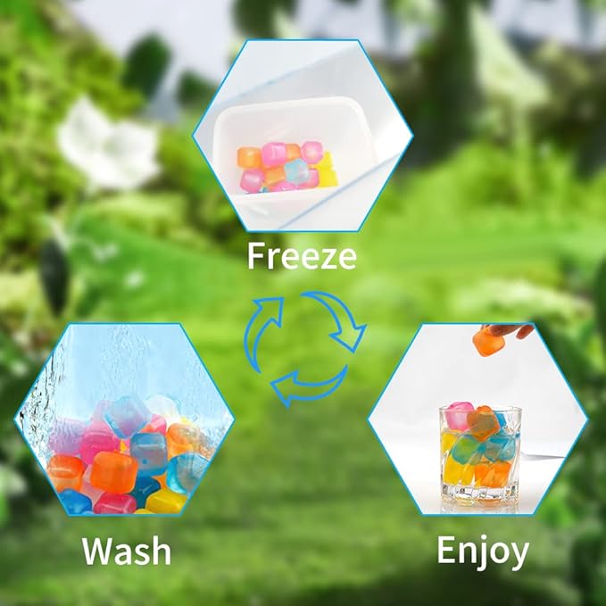 Reusable Ice Cubes for Drinks Square Plastic Ice Cubes 20 Pack Freeze Drinks Without Diluting, Easy to Use, Washable Non-Melting Fake Ice Cube for Coffee, Wine, Whiskey, Cocktails, Colorful