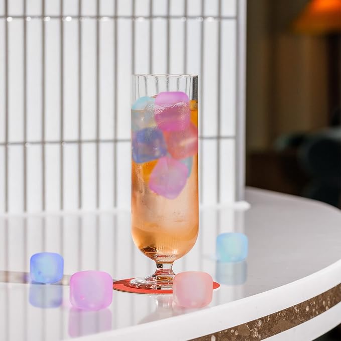 80 Pack Color-changing Reusable Ice Cube for Drinks, Colorful Square Plastic ice Cubes Without Diluting BPA Free, Refreezable Ice Cubes for Coffee, Wine, Whiskey, Cocktails