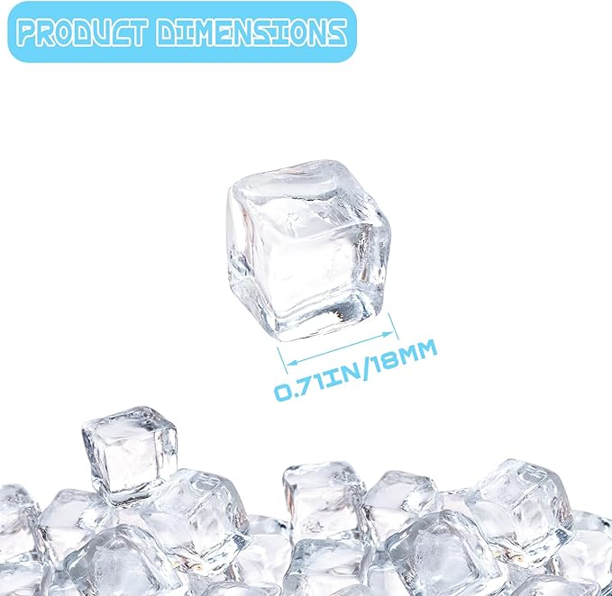 100 Pcs Fake Ice Cube 0.7'' Acrylic Ice Cube, Reusable Ice Cubes Vase Fillers for Centerpieces (White)
