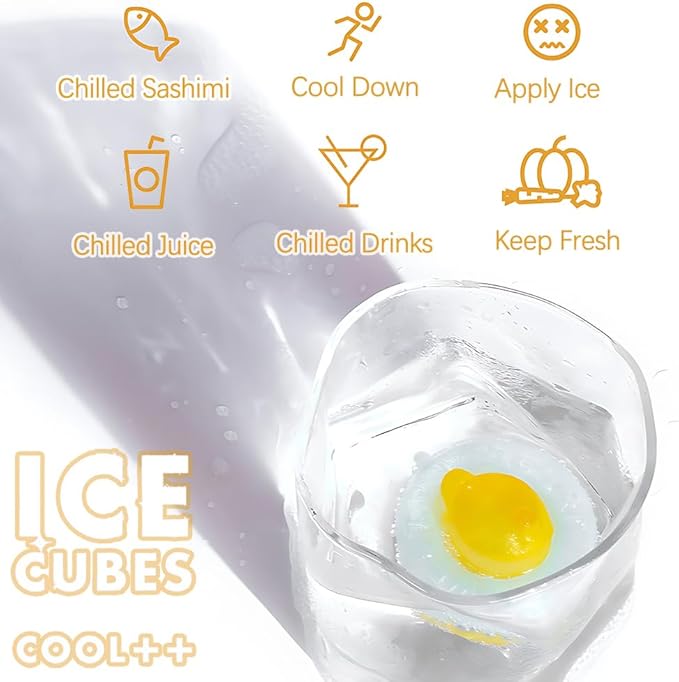 Reusable Duck Shape Ice Cubes for Drinks - 12Pcs Colorful Plastic BPA Free (7 Ducks + 5 Swimming Rings) Non-Melting, Refreezable, Without Diluting