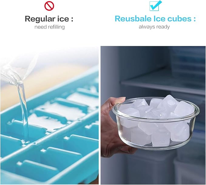 60 Pcs Reuable Ice Cubes White Clear Plastic Ice Cube to Keep Our drinks such as Lemon Wine Water Cool Longer Pretty for Party Wedding Filled With Pure Water