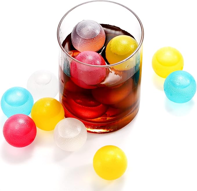 200 Pack Reusable Ice Cubes for Drinks, Colored Plastic, Round for Cocktails, Wine, Beer, Beverage or Coffee, BPA Free, Refreezable