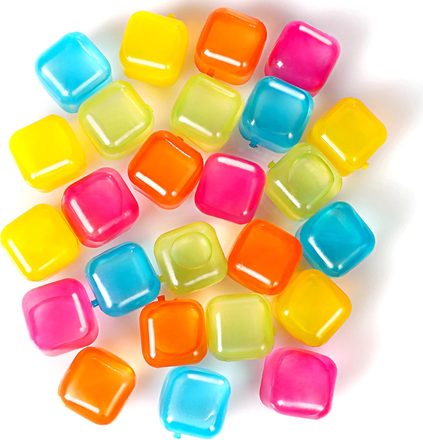 Reusable Plastic Ice Cubes 25 Pack Colorful Refreezable Ice Cubes for drinks, Whiskey, Vodka or Coffee, Washable Non-Melting Ice Cubes Non-Diluting