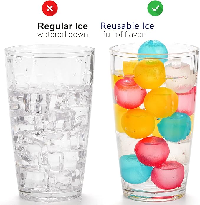 200 Pack Reusable Ice Cubes for Drinks, Colored Plastic, Round for Cocktails, Wine, Beer, Beverage or Coffee, BPA Free, Refreezable