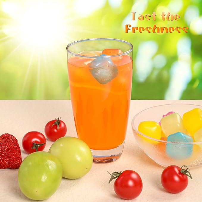Reusable Plastic Ice Cubes 25 Pack Colorful Refreezable Ice Cubes for drinks, Whiskey, Vodka or Coffee, Washable Non-Melting Ice Cubes Non-Diluting