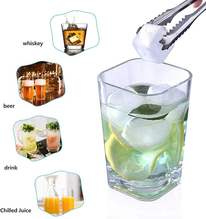 60 Pcs Reuable Ice Cubes White Clear Plastic Ice Cube to Keep Our drinks such as Lemon Wine Water Cool Longer Pretty for Party Wedding Filled With Pure Water