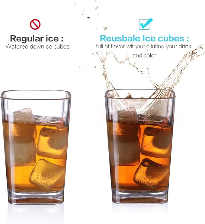 60 Pcs Reuable Ice Cubes White Clear Plastic Ice Cube to Keep Our drinks such as Lemon Wine Water Cool Longer Pretty for Party Wedding Filled With Pure Water