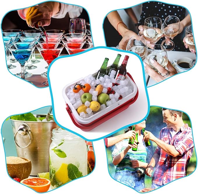 60 Pcs Reuable Ice Cubes White Clear Plastic Ice Cube to Keep Our drinks such as Lemon Wine Water Cool Longer Pretty for Party Wedding Filled With Pure Water