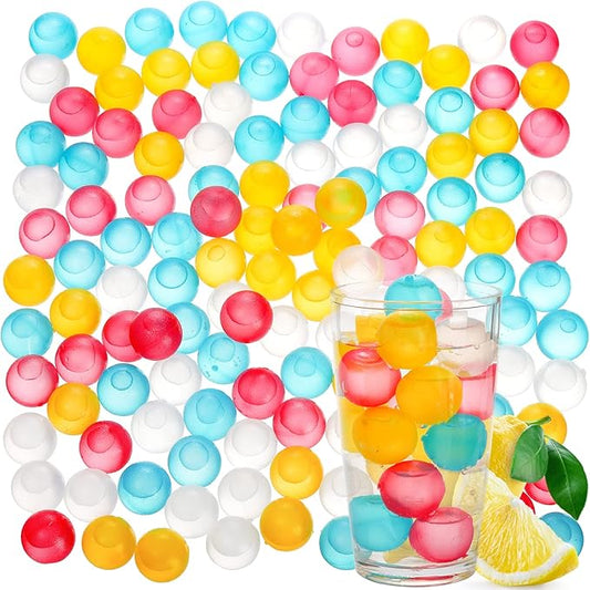 200 Pack Reusable Ice Cubes for Drinks, Colored Plastic, Round for Cocktails, Wine, Beer, Beverage or Coffee, BPA Free, Refreezable